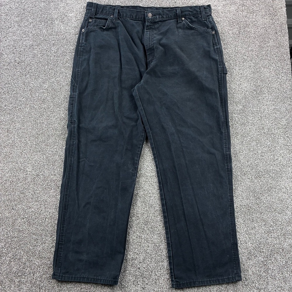 Vintage Y2K Dickies‎ Carpenter Pants Mens 42x30 Black Distressed Heavy Canvas